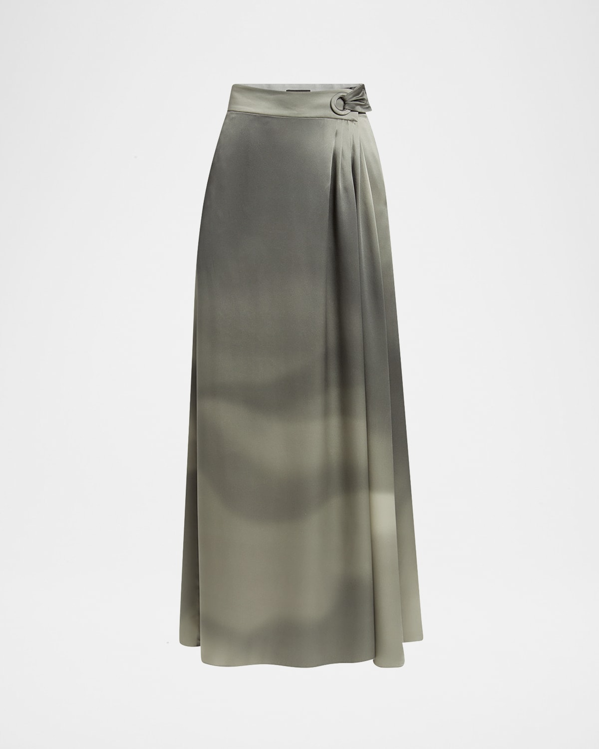 Giorgio Armani Ombre Silk Maxi Wrap Skirt In Green