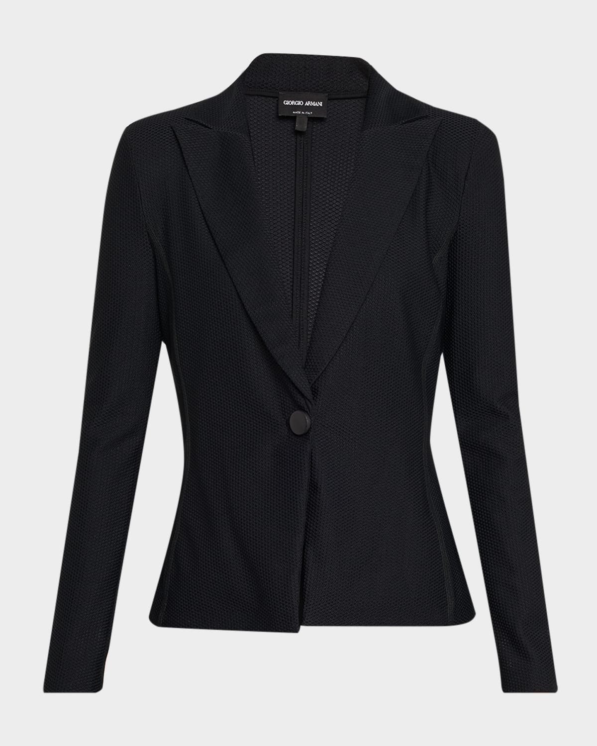Giorgio Armani Rice Stitch Jersey Single-breasted Jacket In Black
