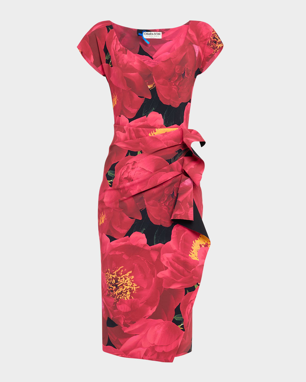Chiara Boni La Petite Robe Ruffle Floral-print Bodycon Midi Dress