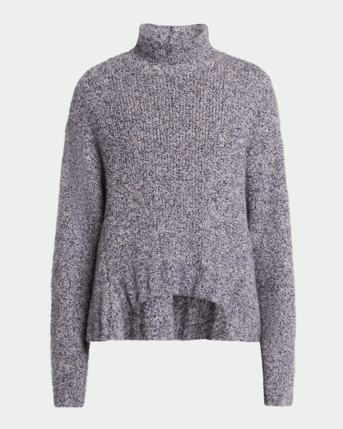 Giorgio Armani Turtleneck Cashmere-silk Boucle Sweater In Gray