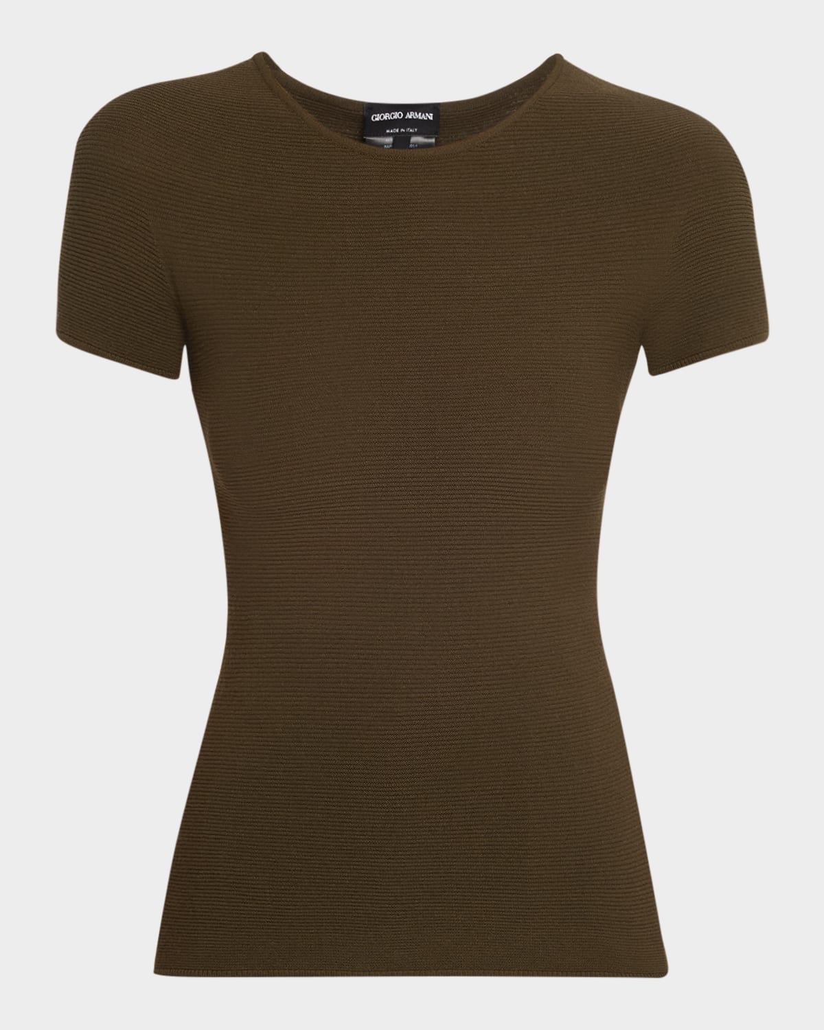 Giorgio Armani Ottoman Knit Fitted Short-sleeve T-shirt In Brown