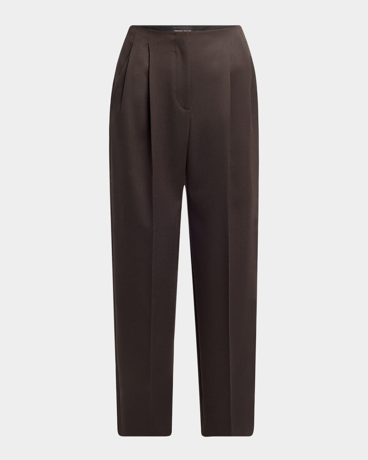 Giorgio Armani Pleated Wool Straight-leg Ankle Trousers In Black