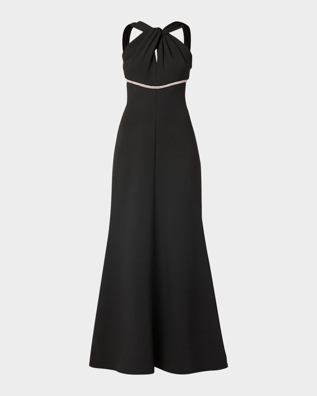 Shoshanna Baker Crystal-embellished Halter Gown In Black