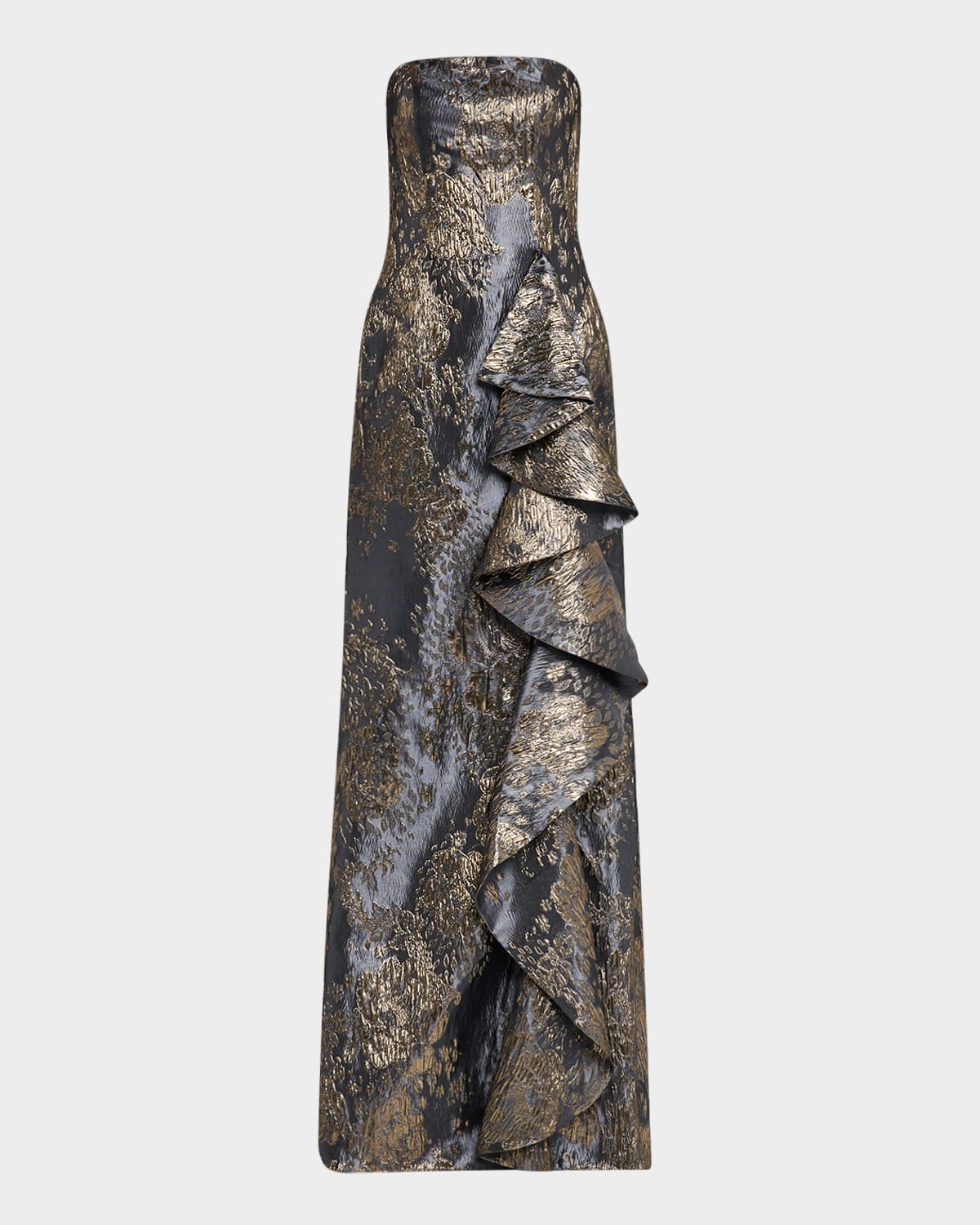 Strapless Metallic Jacquard Trumpet Gown