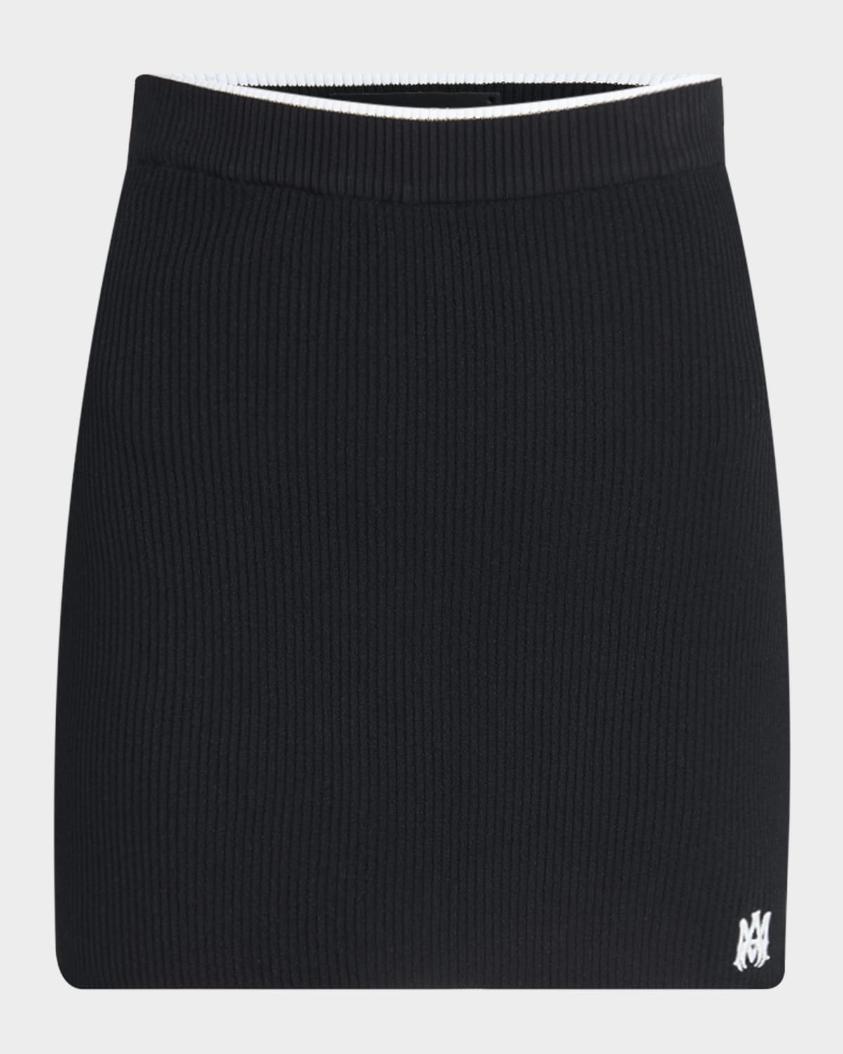 Amiri Rib-knit Mini Skirt In Black