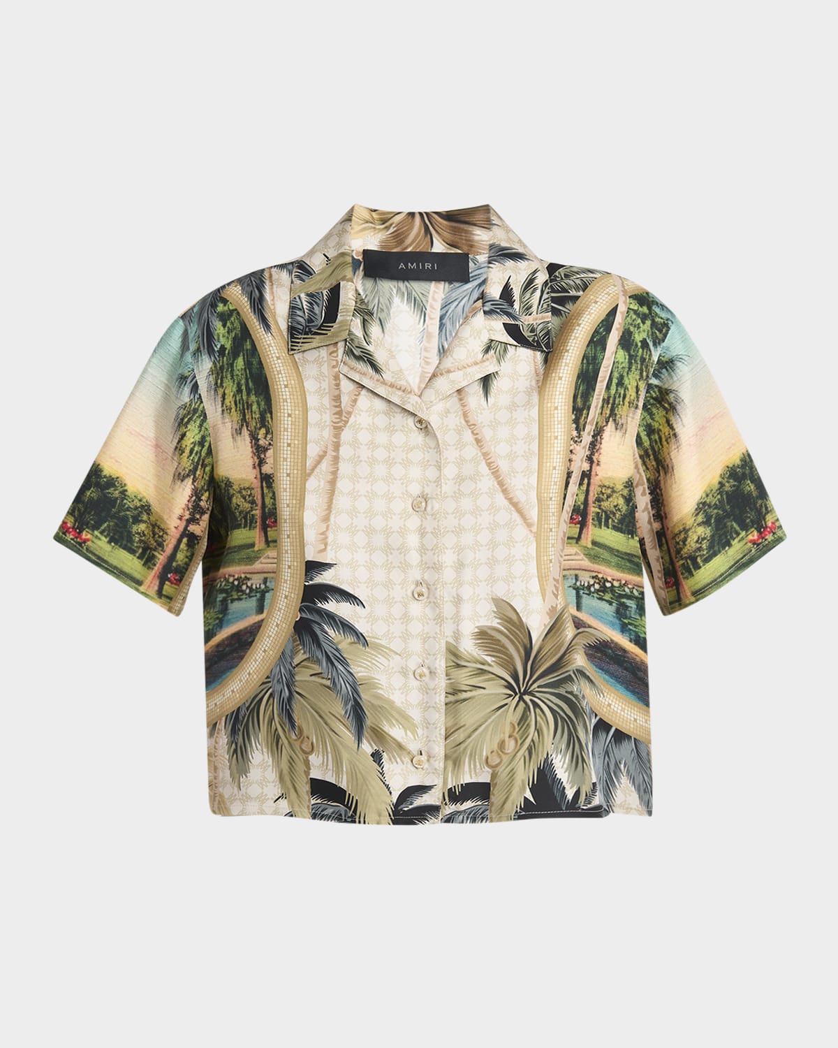 Amiri Paradise Print Camp Shirt In Multi