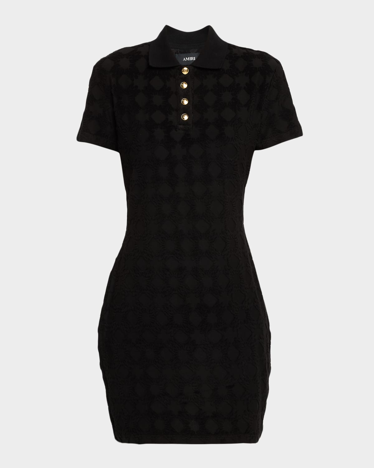 Amiri Ma Quad Toweling Mini Polo Dress In Black