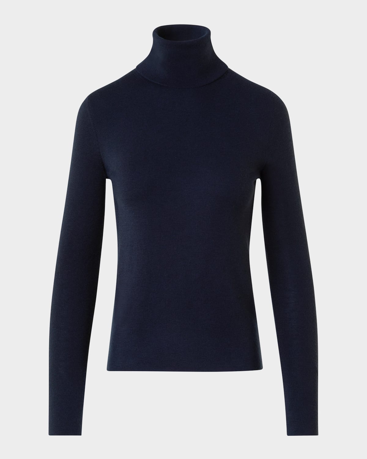 Akris Turtleneck Cashmere-silk Long-sleeve Sweater In Blue