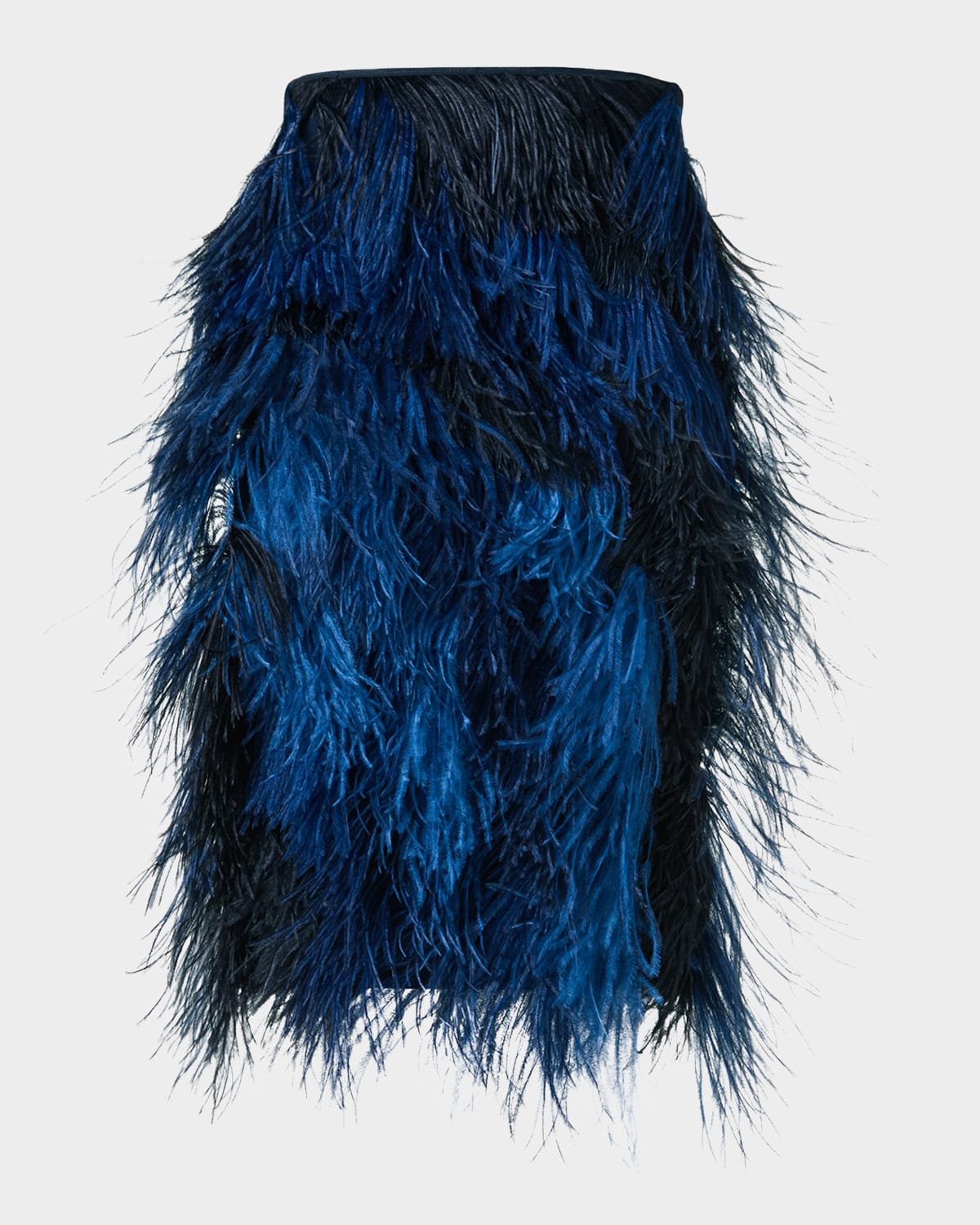 Akris Alysons Cyanotype Print Feather Pencil Skirt In Blue