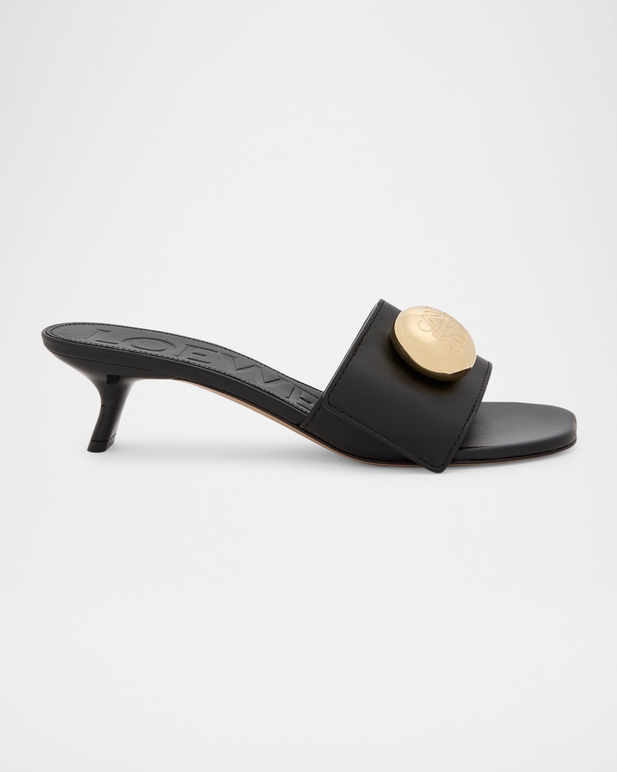 Loewe Pebble Slides In Soft Calfskin In Black