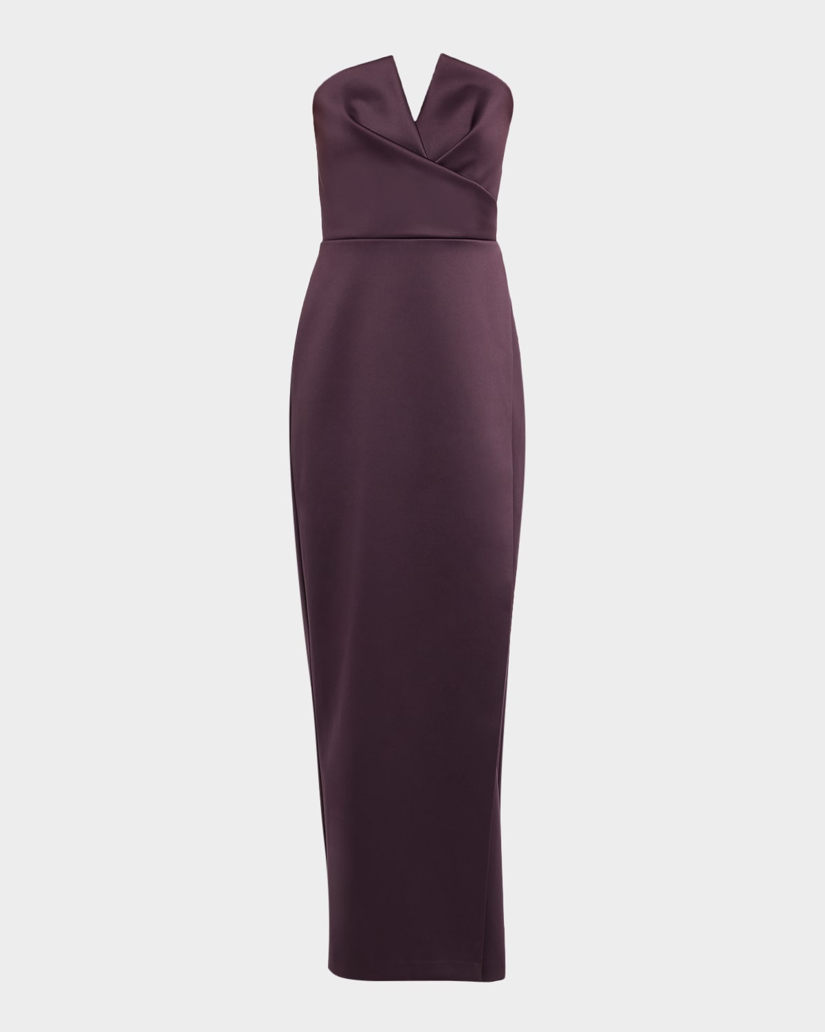 Strapless Bonded Satin Column Gown