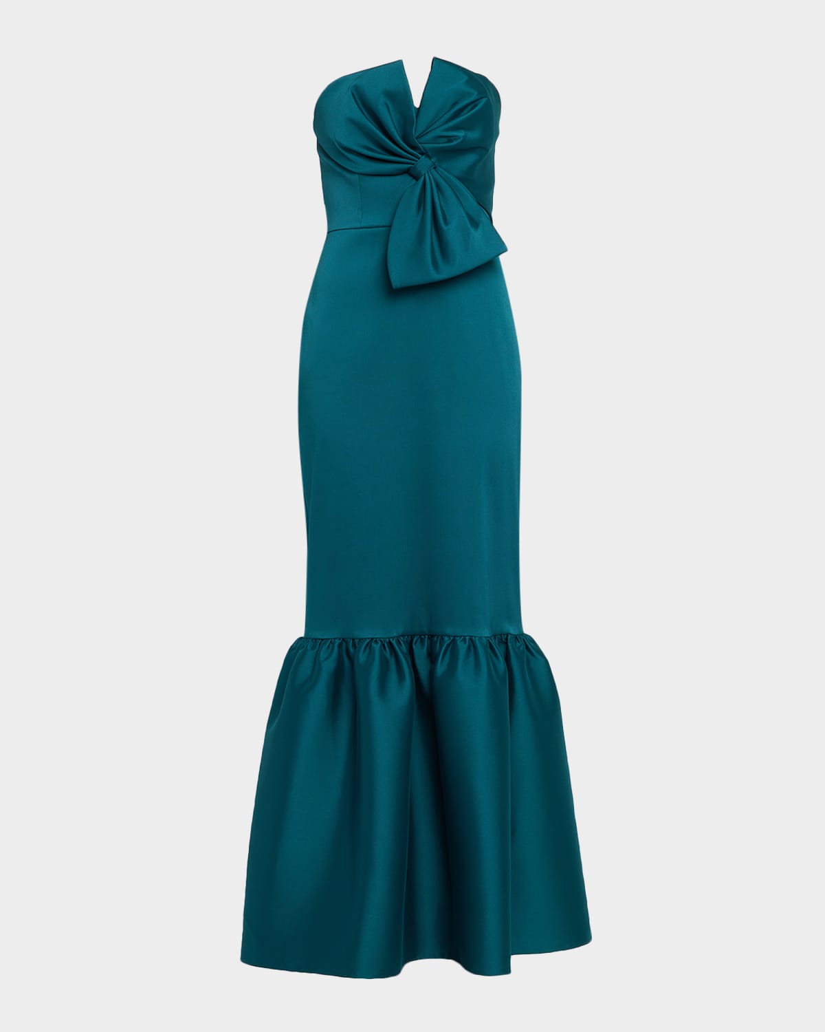 Aidan Mattox Strapless Stretch Mikado Mermaid Gown In Green