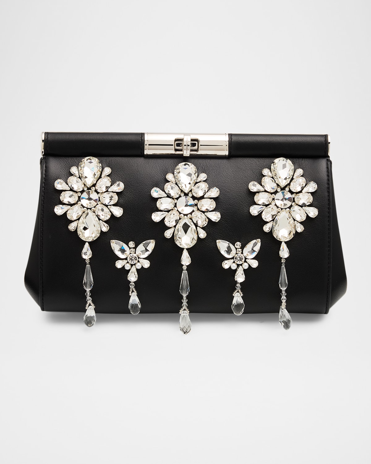 Dolce & Gabbana Marlene Crystal-embellished Leather Shoulder Bag In Black