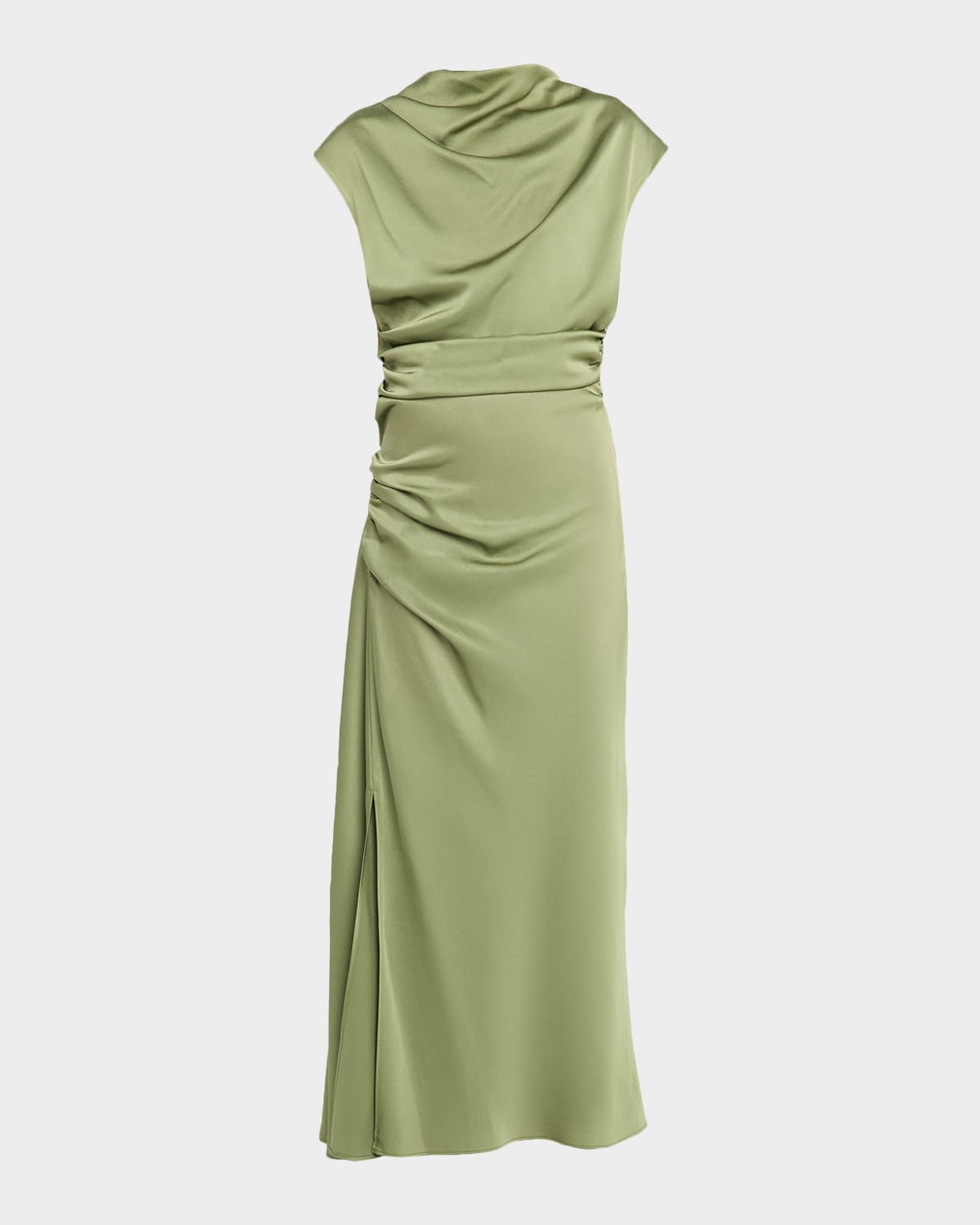 Simkhai Womens Olive Burke Draped Satin Midi Dress In Green