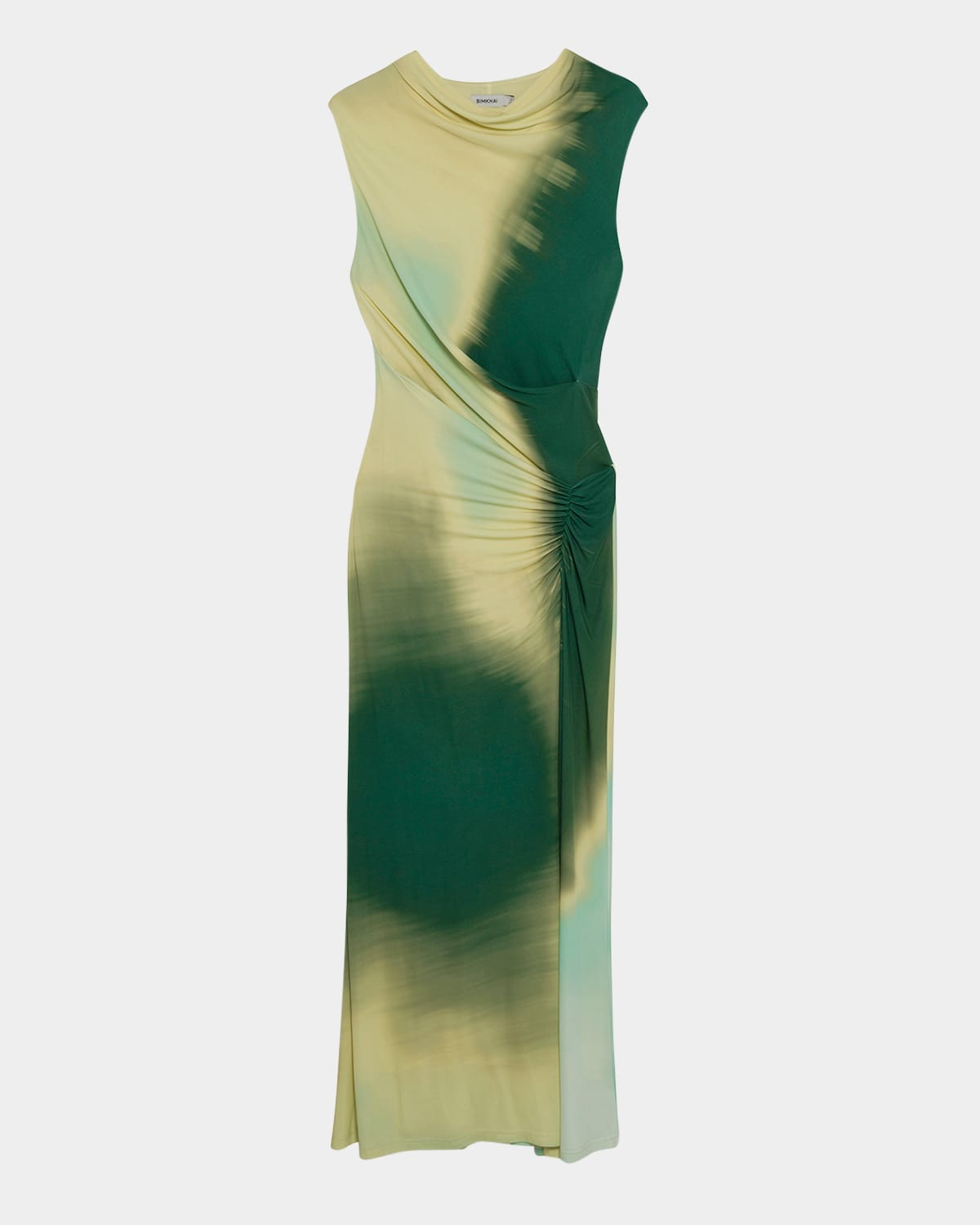 Simkhai Acacia Tie-dyed Ruched Stretch-jersey Midi Dress In Multi
