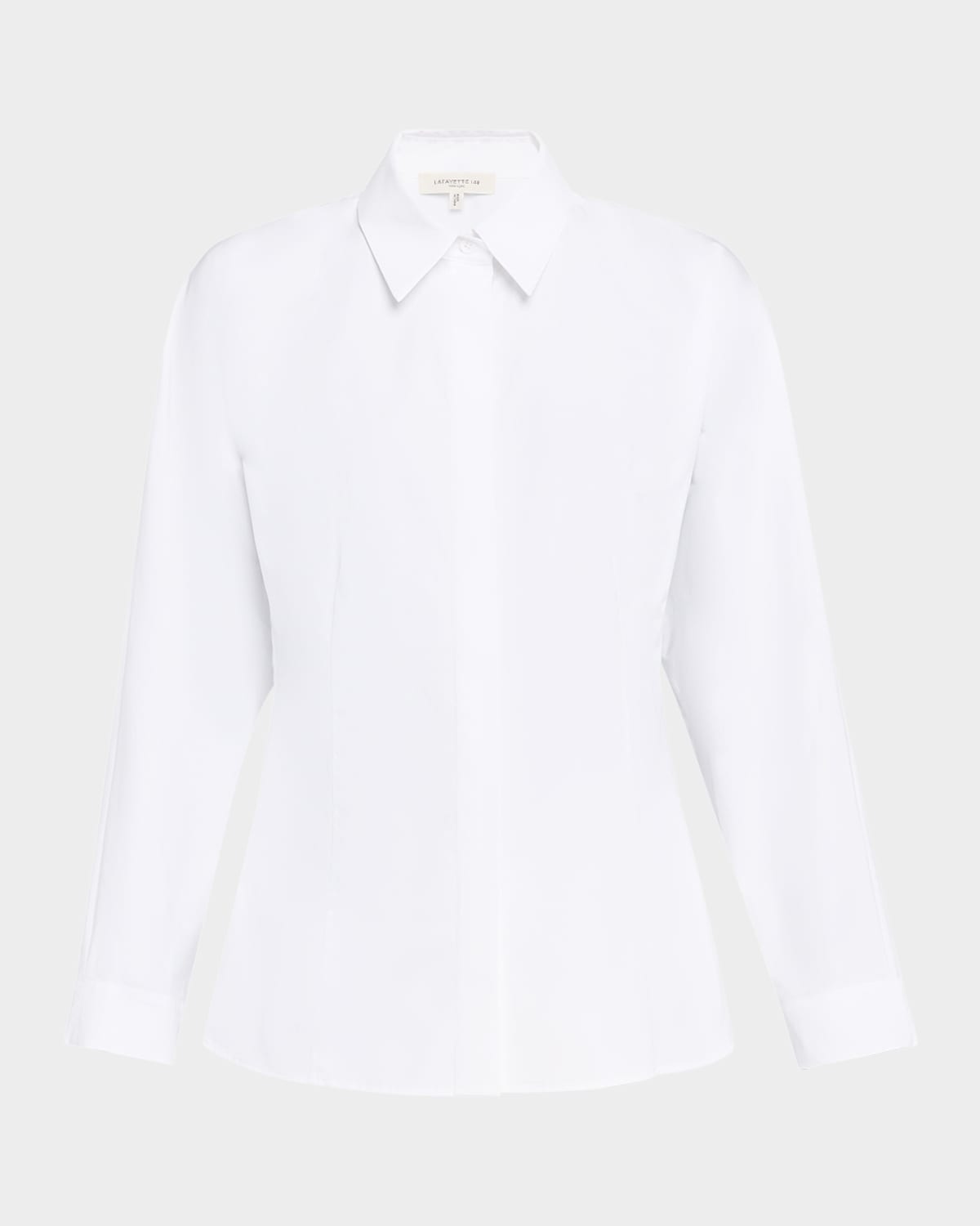 LAFAYETTE 148 BUTTON-DOWN PINTUCK COTTON SHIRT 
