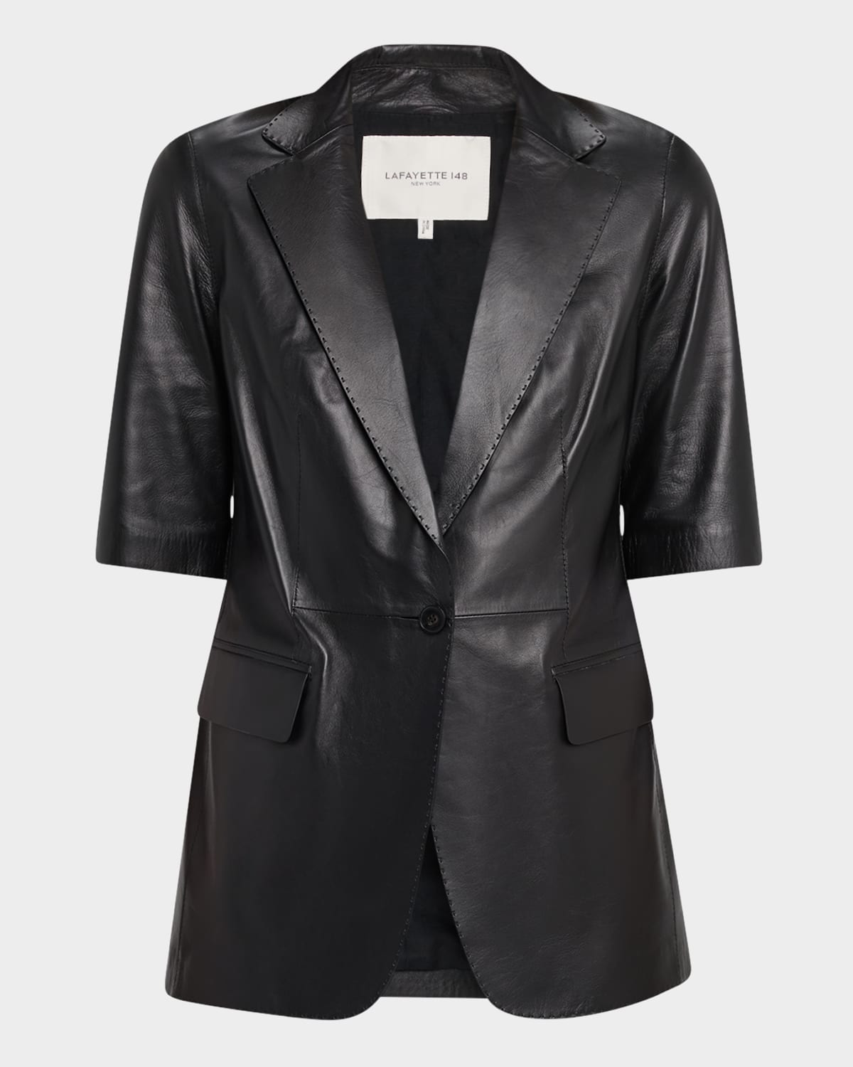 Single-Button Leather Blazer