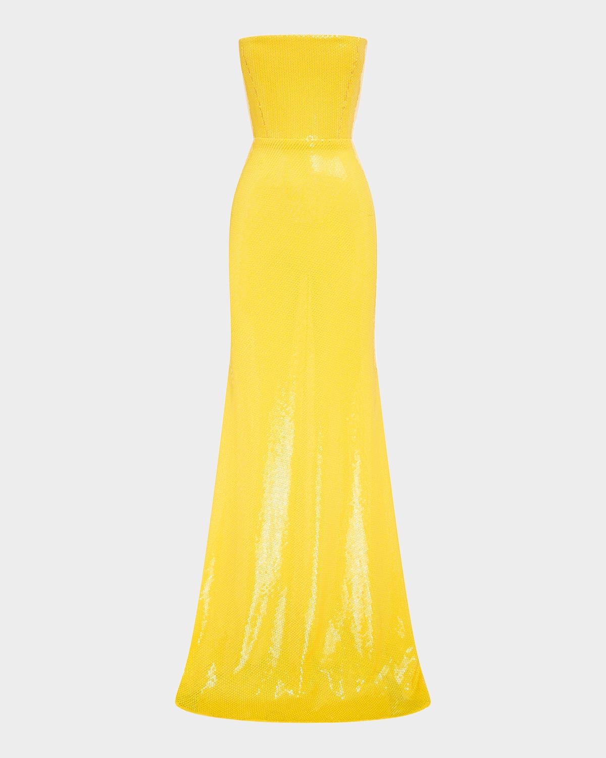 Strapless Sequined Mesh Trumpet Gown
