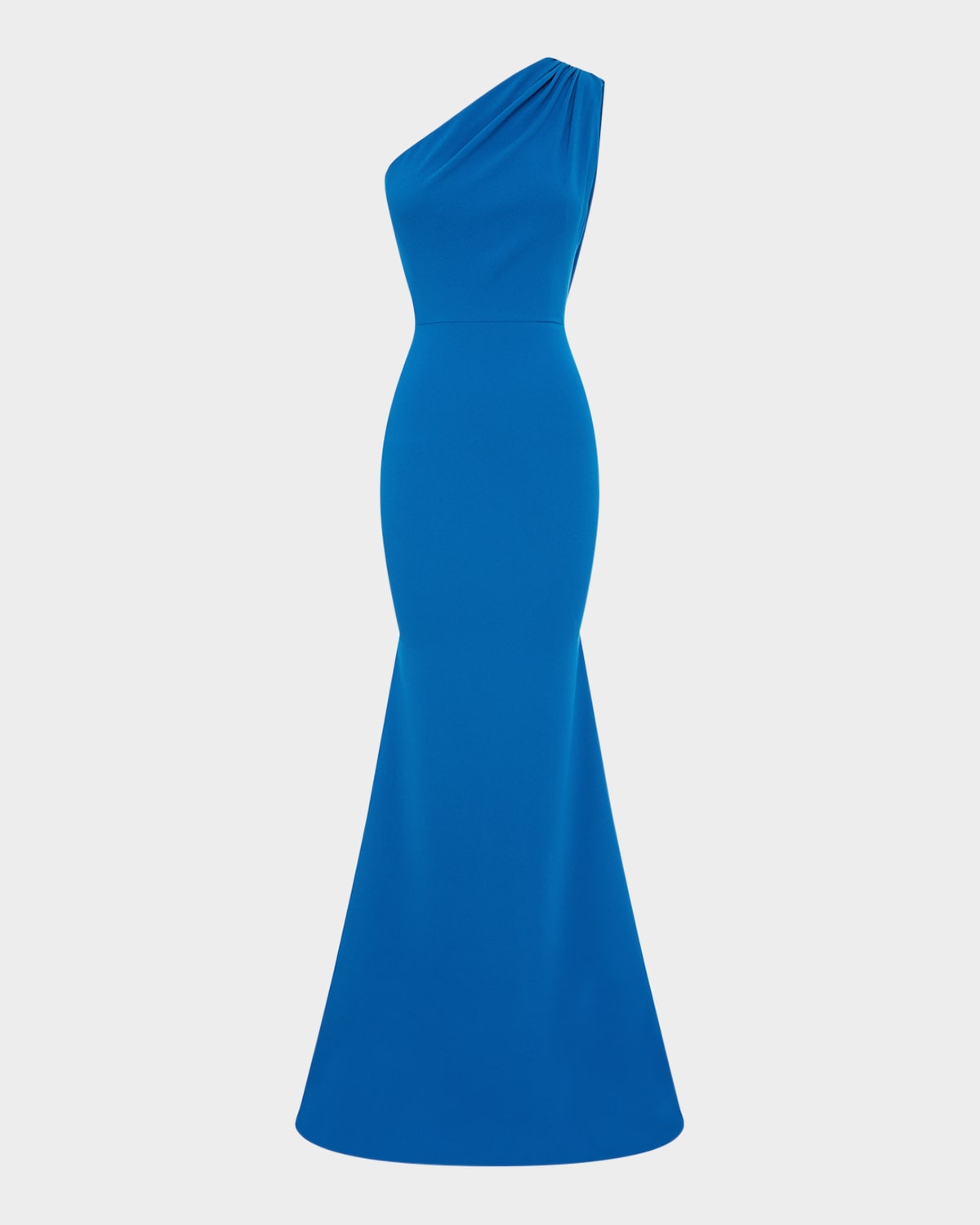 Alex Perry One-shoulder Drape Crepe Trumpet Gown