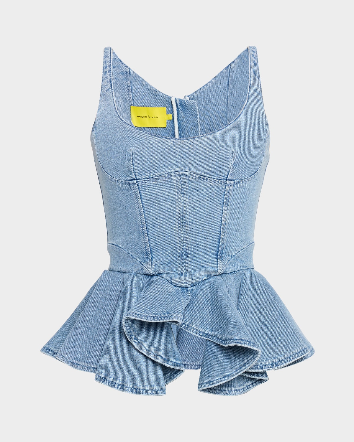 Marques'Almeida Denim Corset Top with Peplum
