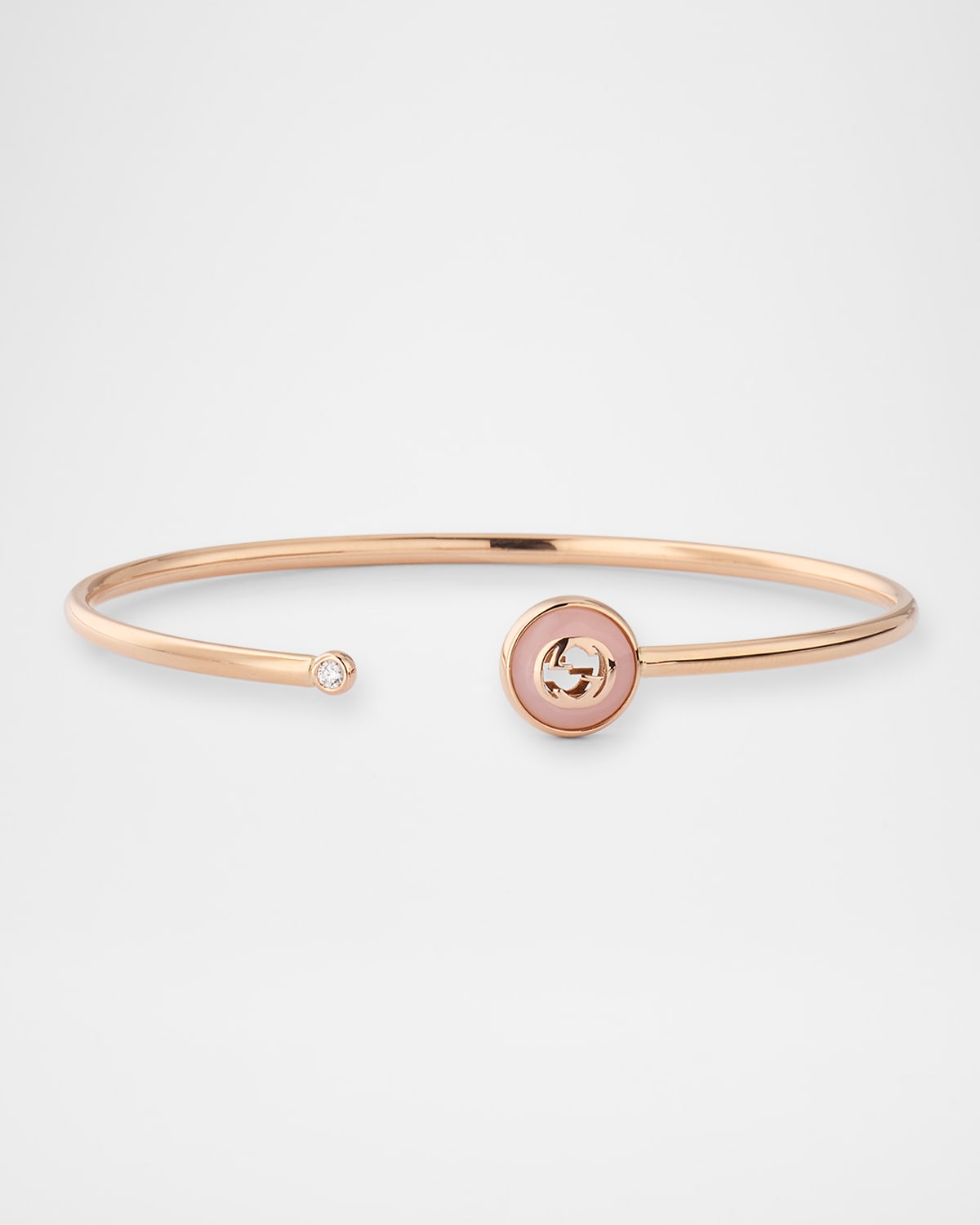 Interlocking 18K Pink Gold Flex Bracelet with Diamond and Opal