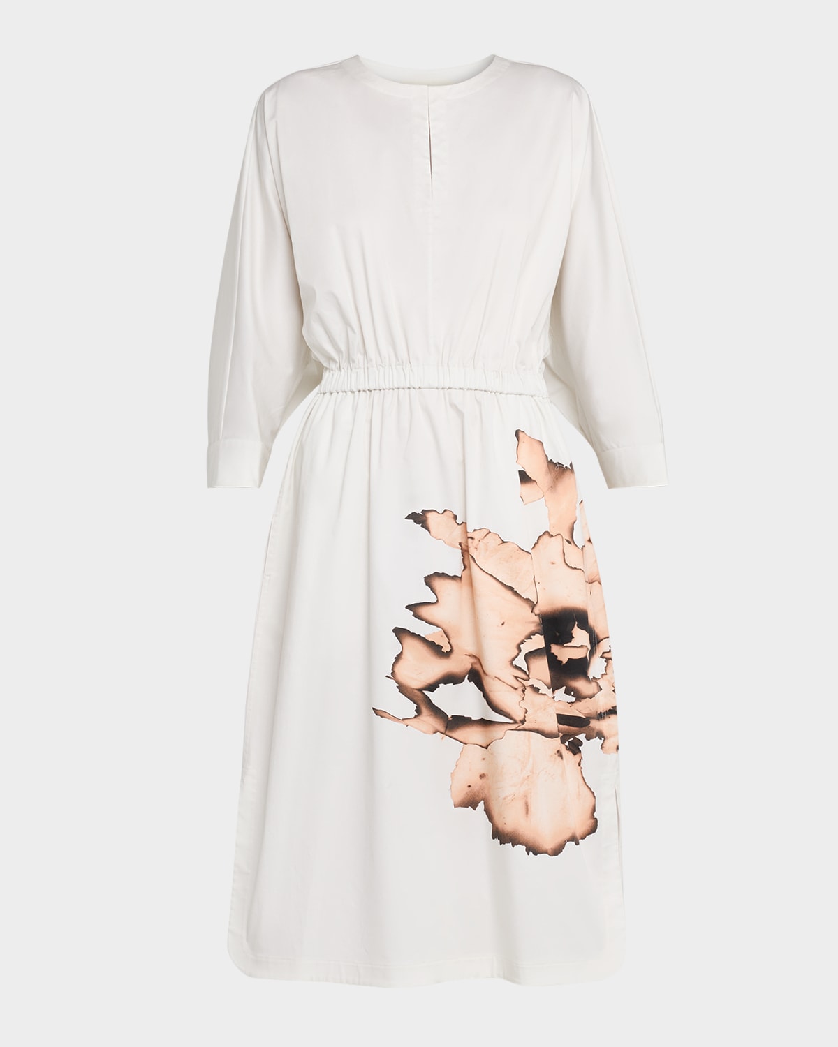 Jason Wu Collection Floral-print Elasticated-waist Midi Dress In White