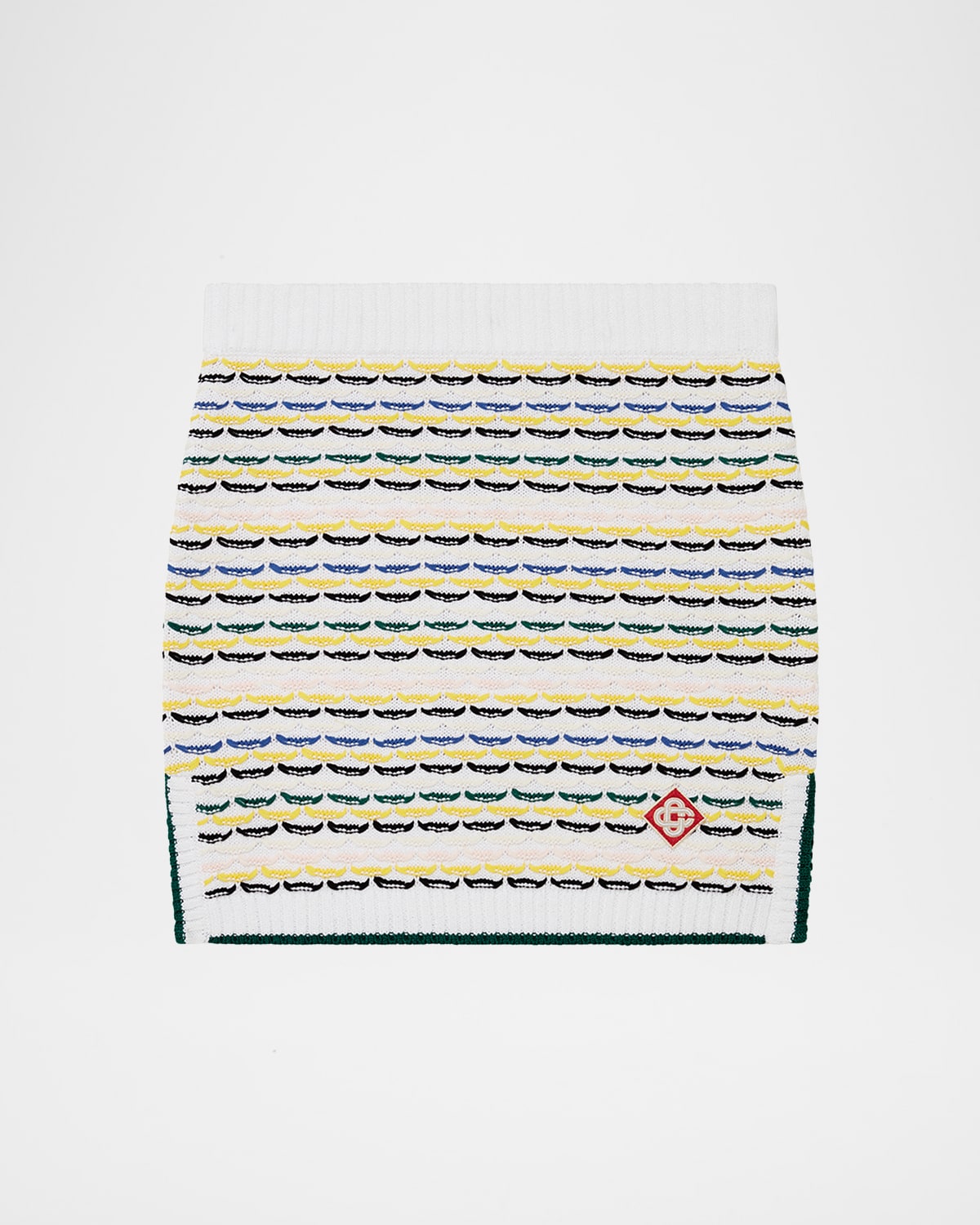Casablanca Wool Skirt With Ribbed Hem And Side Vents In Multi
