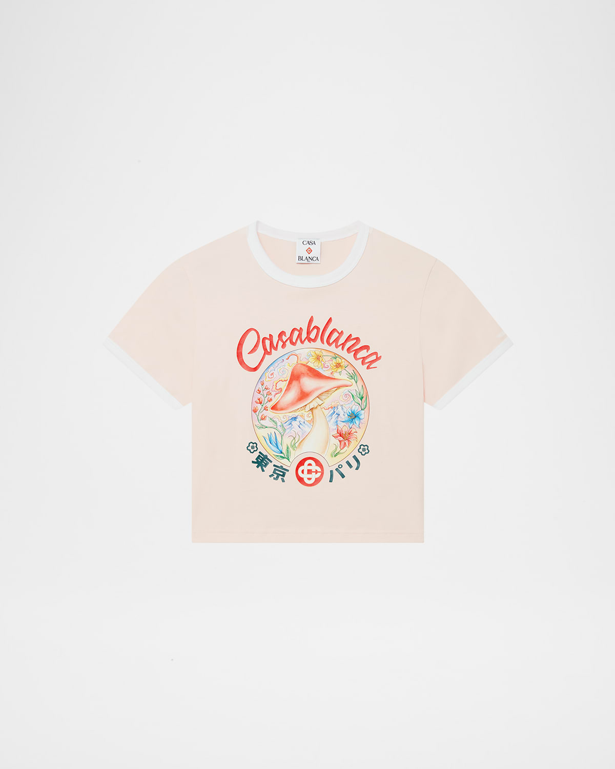 Casablanca Mushroom Emblem Printed Baby Tee Mushroom Emblem In Pink