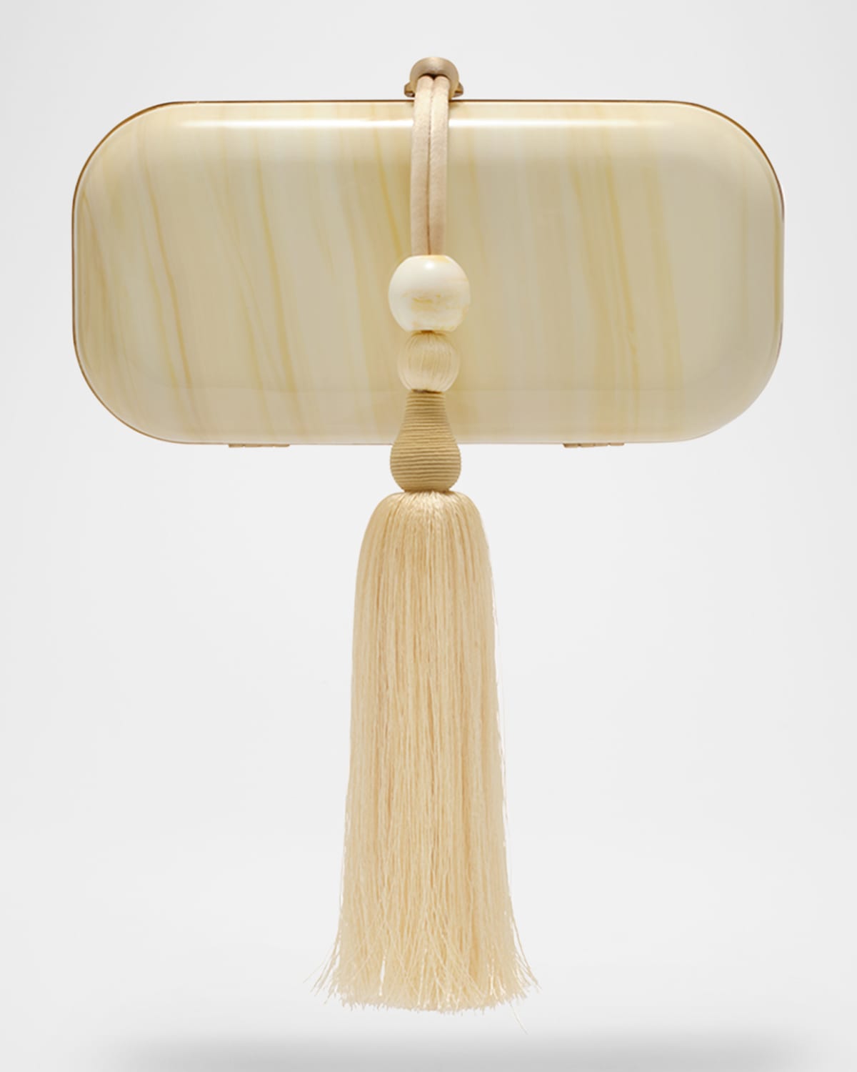 Cult Gaia Yasmin Tasseled Acrylic Clutch Bag In Sand