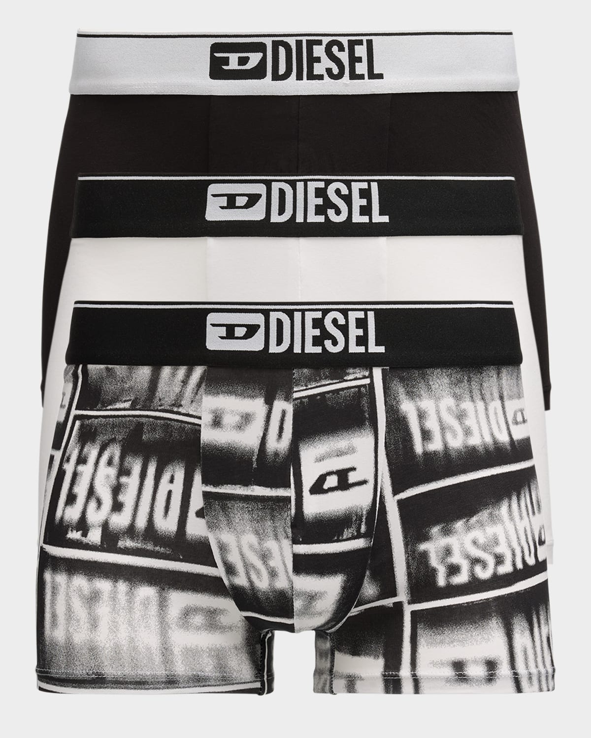 Diesel Men's Damien Multi-graphic 3-pack Boxer Briefs In Multi