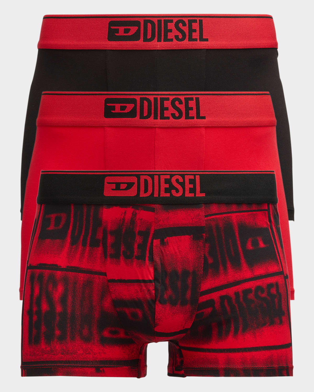 Diesel Men's Damien Multi-graphic 3-pack Boxer Briefs In Multi
