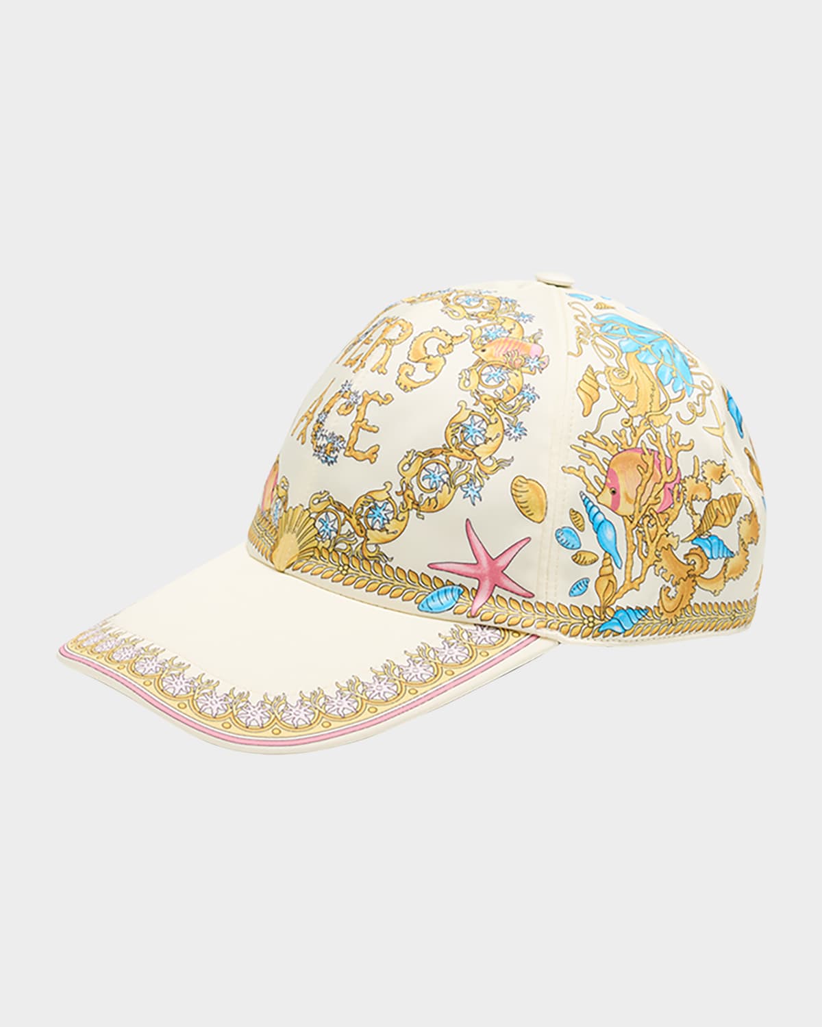 Versace Underwater Baroque Print Twill Baseball Cap In Multi