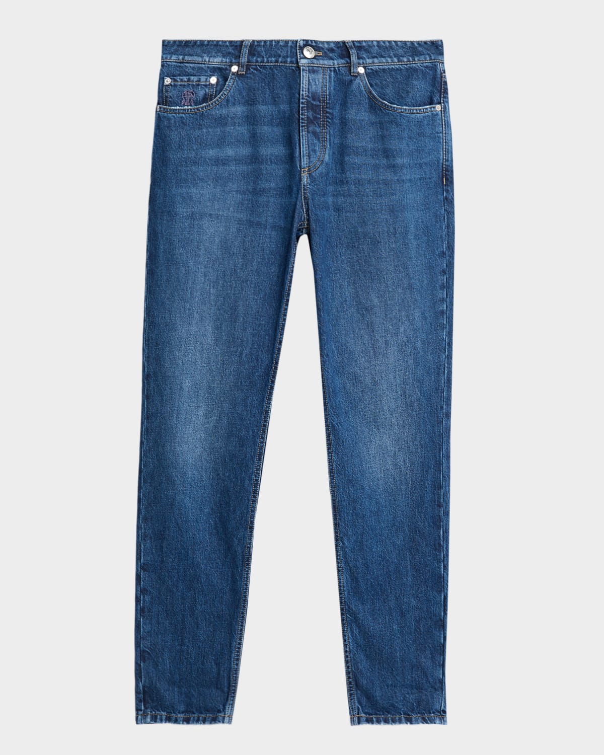 Brunello Cucinelli Men's Slim Light-wash Denim Jeans In Blue