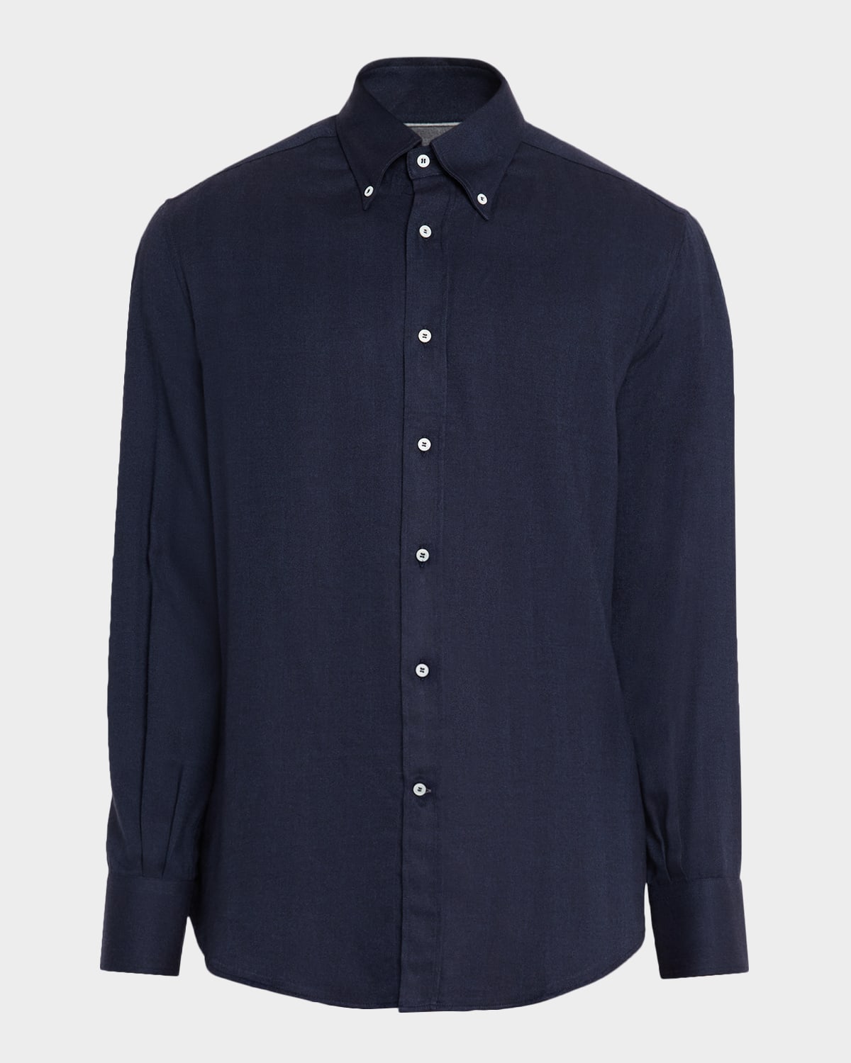 Brunello Cucinelli Men's Micro-chevron Button-collar Sport Shirt In Blue