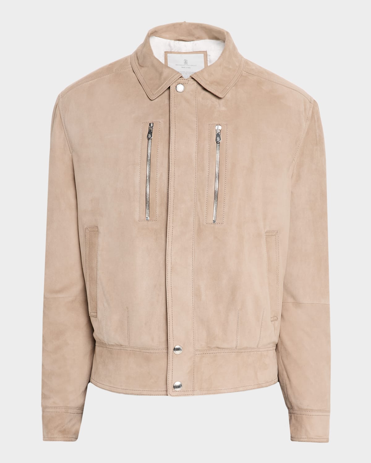 Men's Suede Full-Zip Jacket with Chest Zips