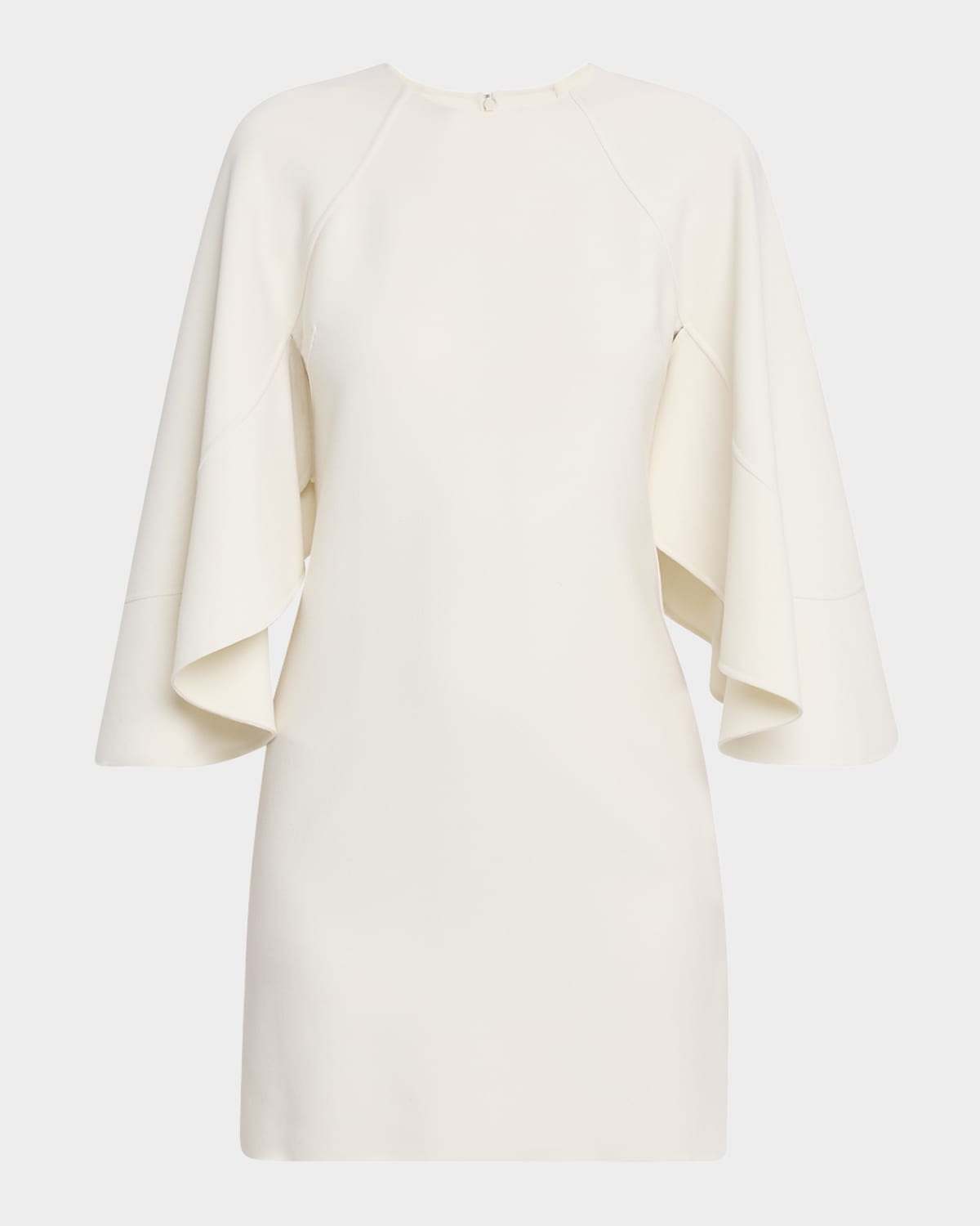 Cape-Sleeve Stretch Wool Barathea Mini Dress