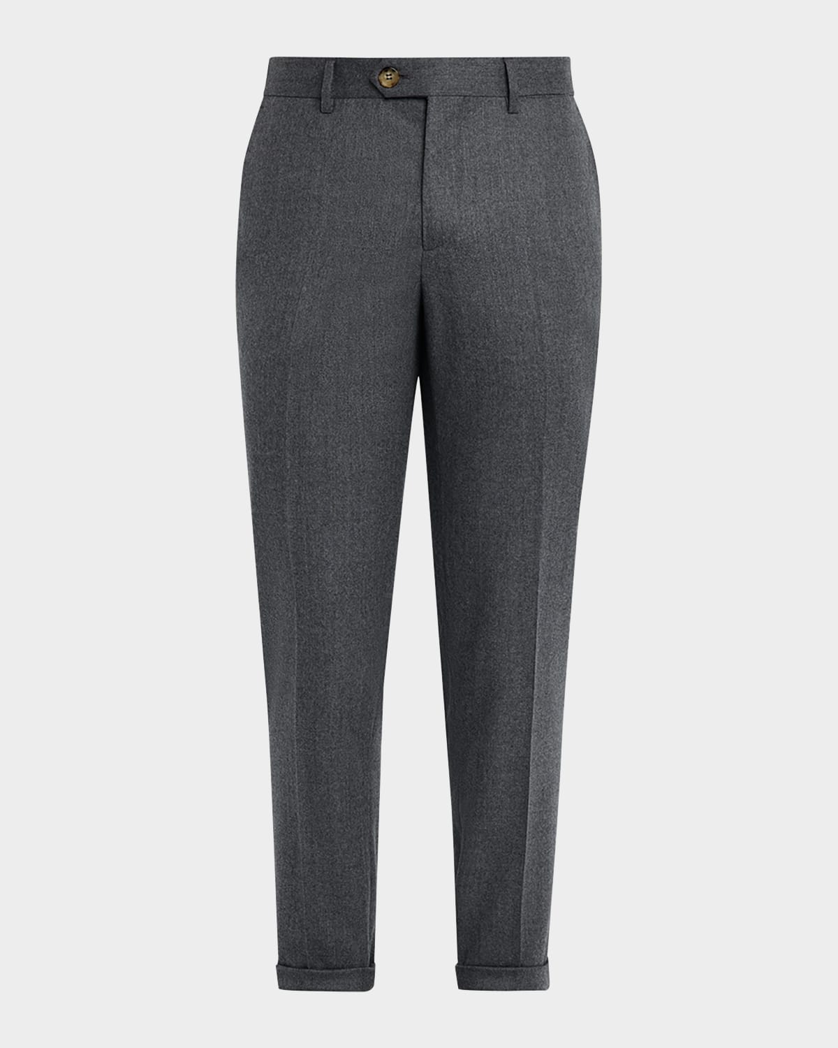 Men's Wool Flannel Flat-Front Pants