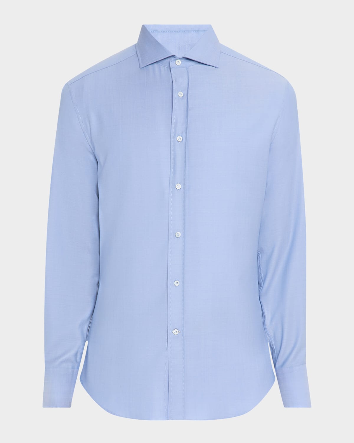 Brunello Cucinelli Men's Woven Oxford Spread-collar Sport Shirt In Blue