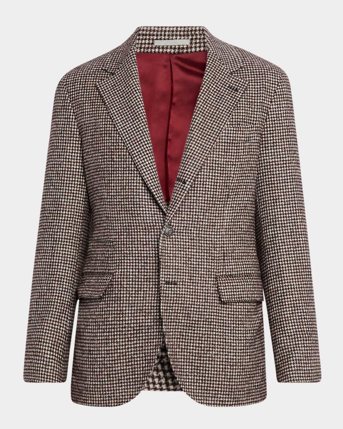 Brunello Cucinelli Men's Enamel-button Pied De Poule Sport Coat In Multi