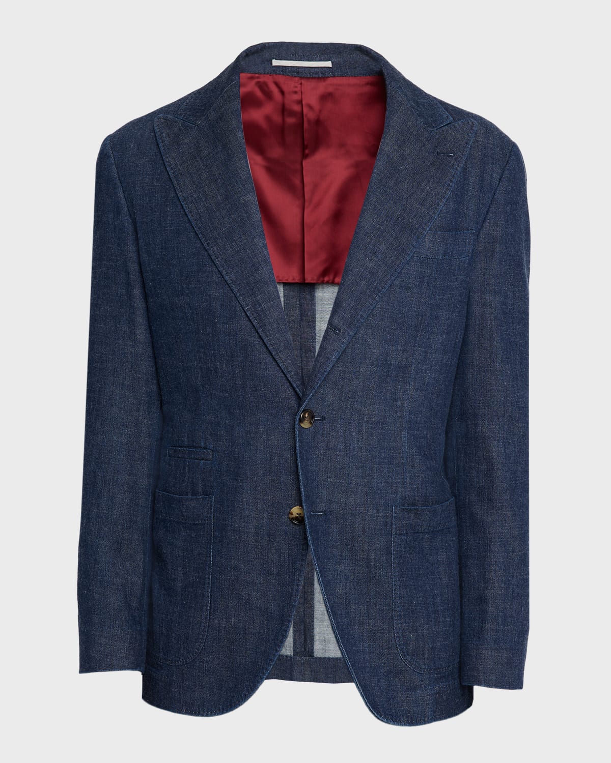 Brunello Cucinelli Single-breasted Cotton Denim Jacket With Patch Pockets In Gold