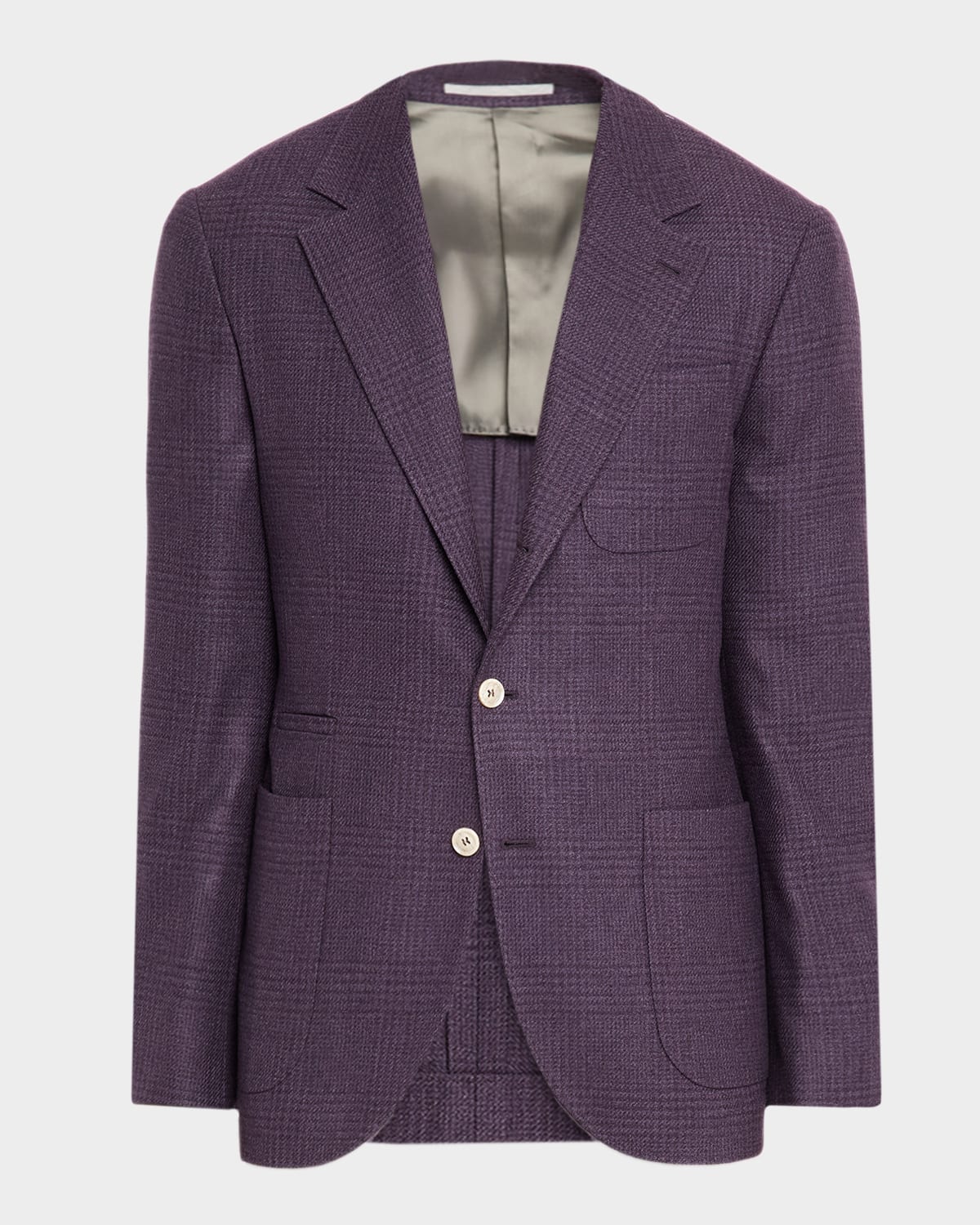 Brunello Cucinelli Men's Tonal Prince Of Wales Patch-pocket Sport Coat In Pink