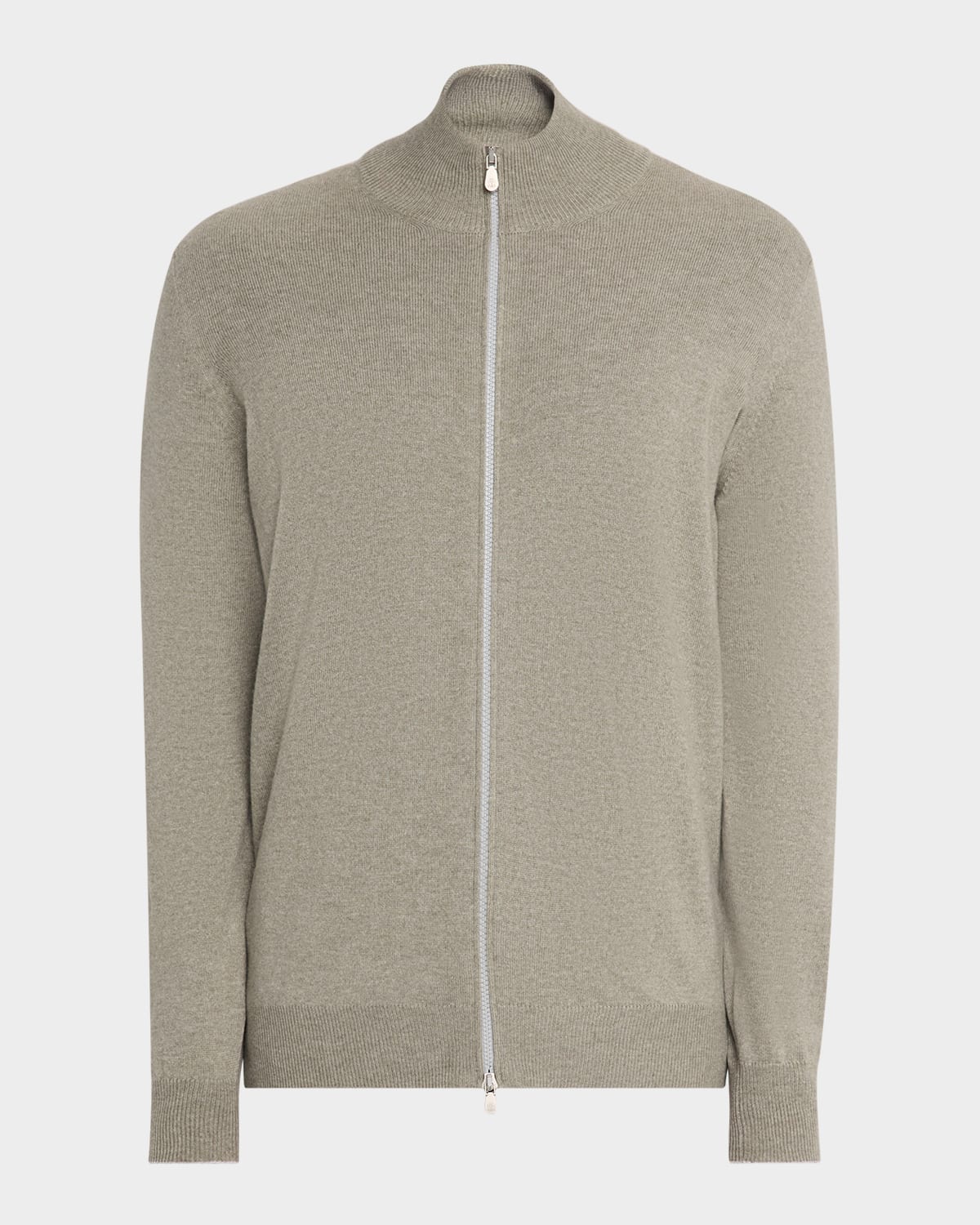 Brunello Cucinelli Men's Cashmere Knit Full-zip Sweater In Gray