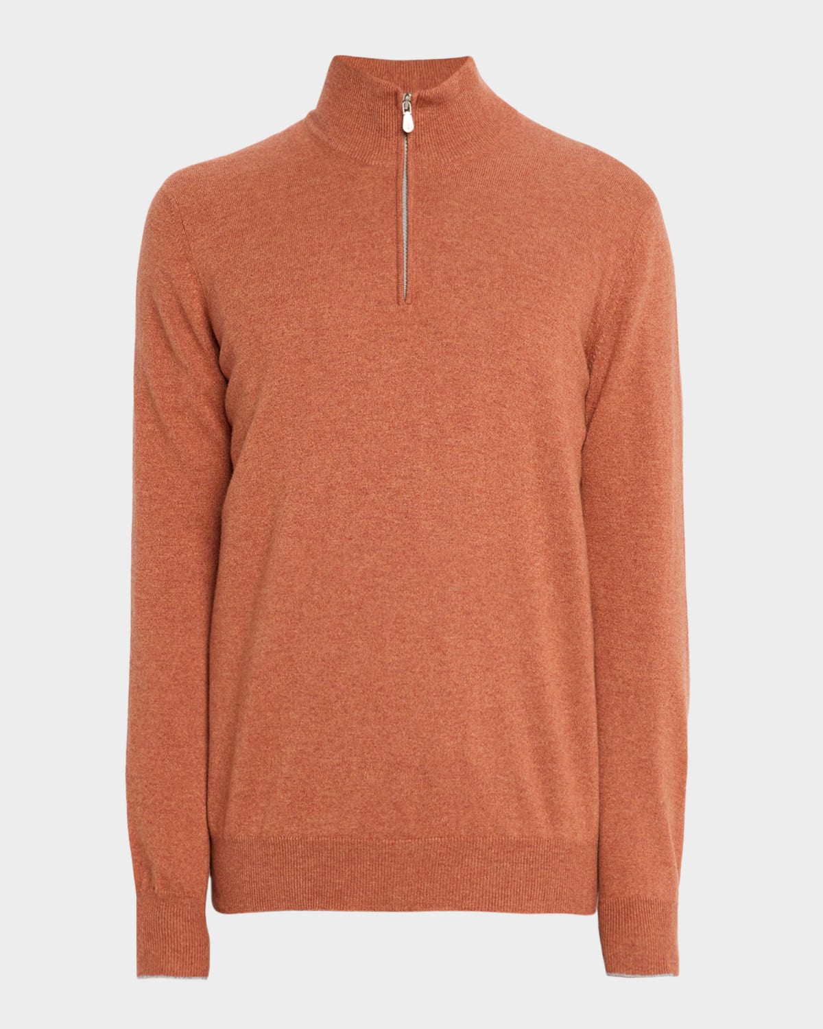 Brunello Cucinelli Cashmere Half-zip Sweater In Orange