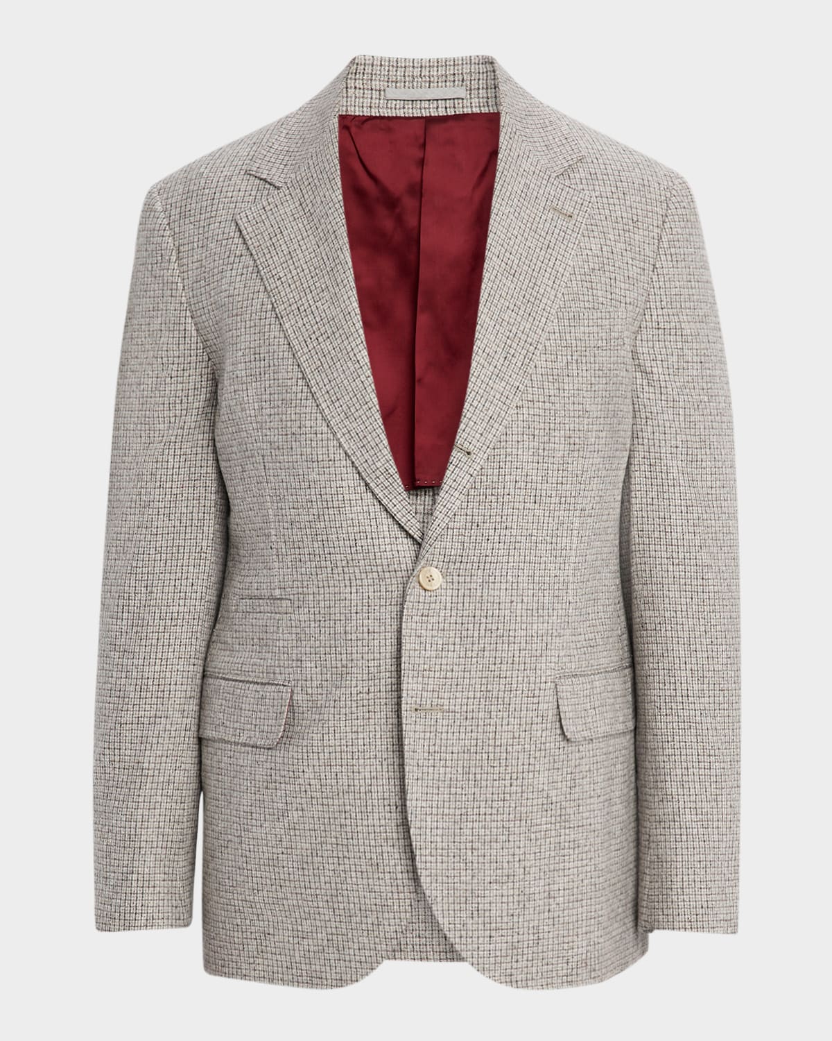 Brunello Cucinelli Men's Micro-check Houndstooth Sport Coat In Gray