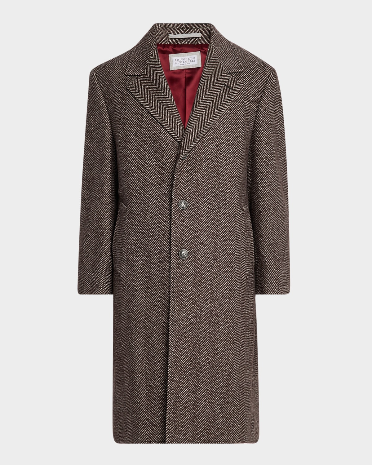 Men's Chevron Raglan-Sleeve Overcoat