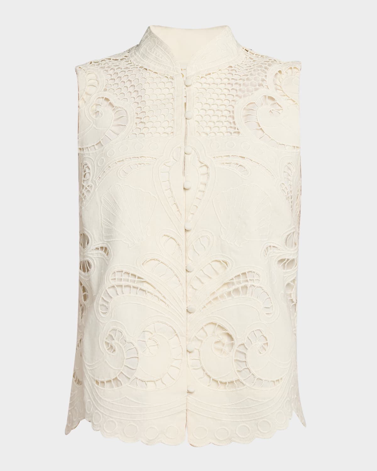 Mestiza New York Bora Bora Scalloped Embroidered Cotton Top