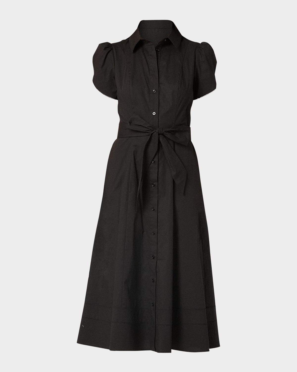 Adaya Belted Lace-Trim Midi Shirtdress
