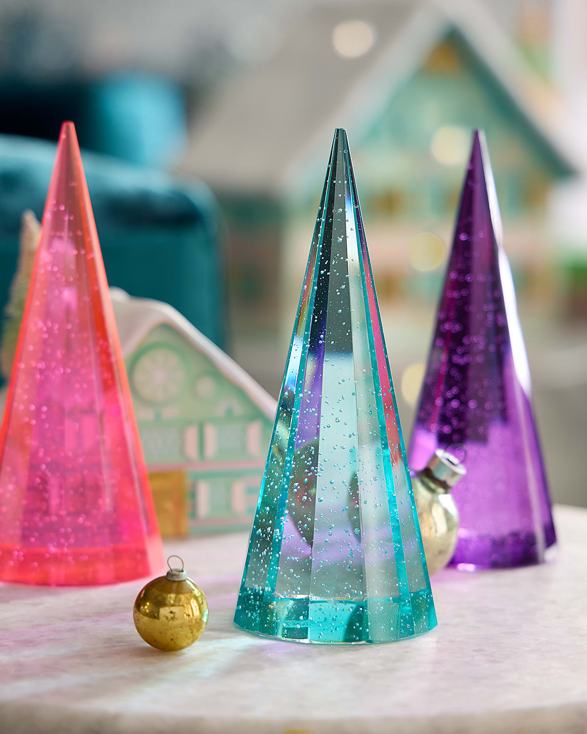 Glitterville Light Green Crystal Cone Tree, 7" In Multi