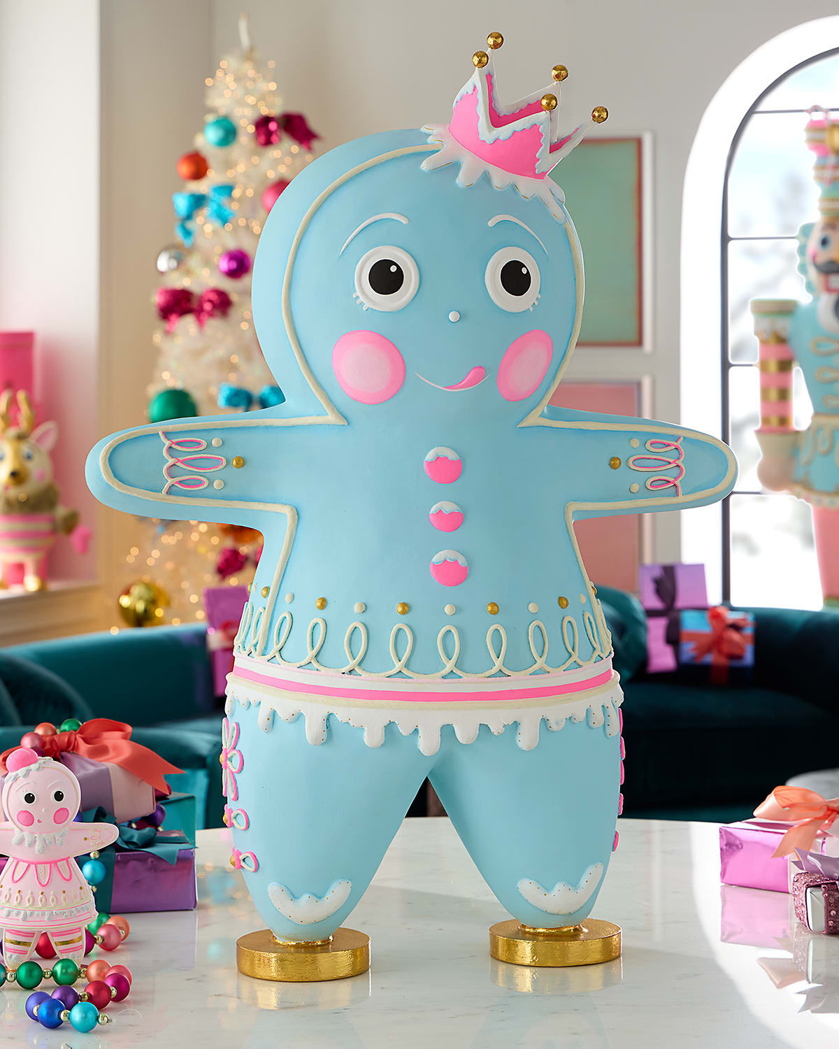 Glitterville The Gingers Dough Figurine Christmas Decoration, Light Blue In Blue