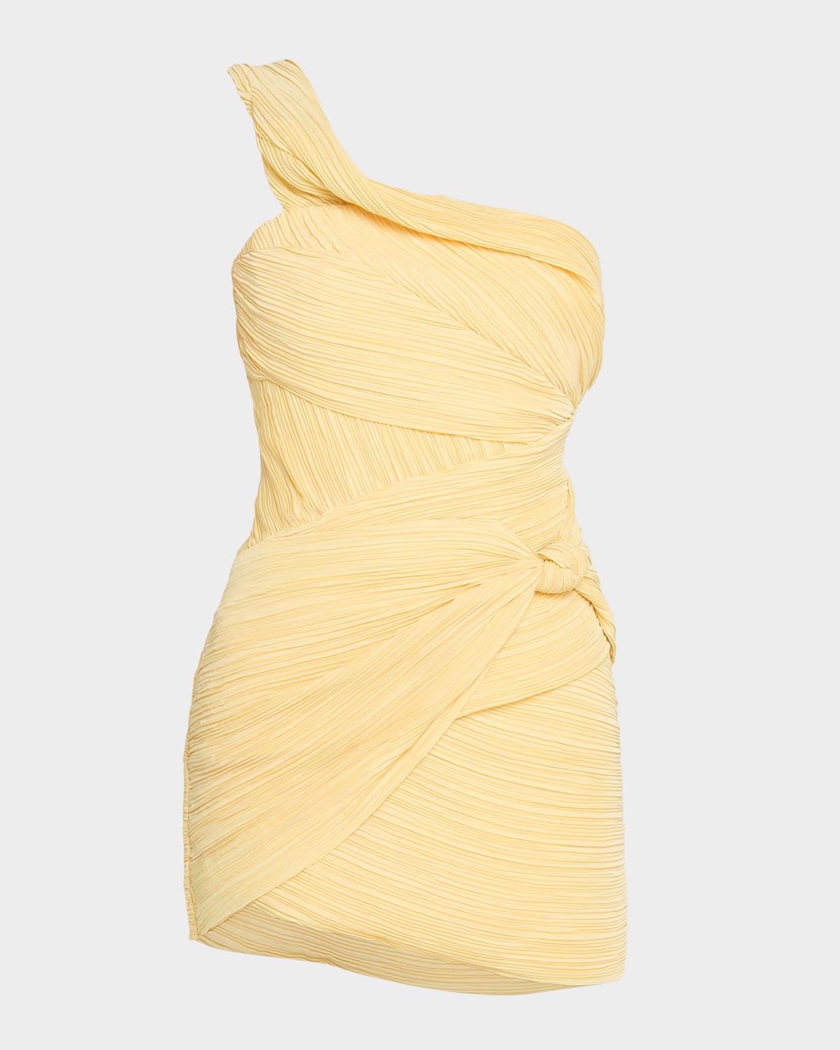 Cult Gaia Ahra Asymmetric Plisse Mini Dress In Yellow